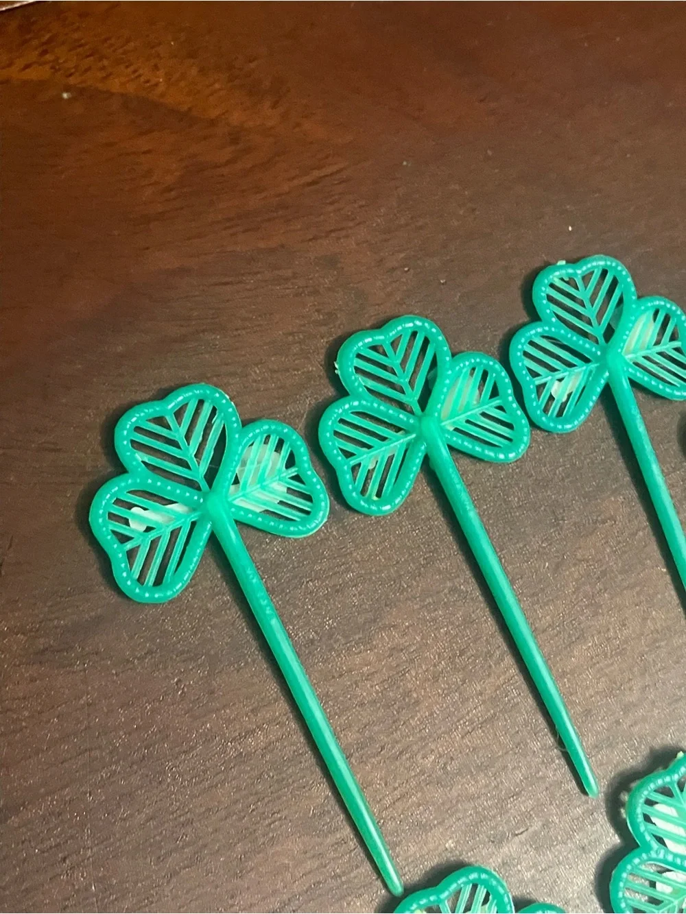 Lot of Vintage St. Patrick's Day Shamrock Cupcake Toppers & Paper Harp
